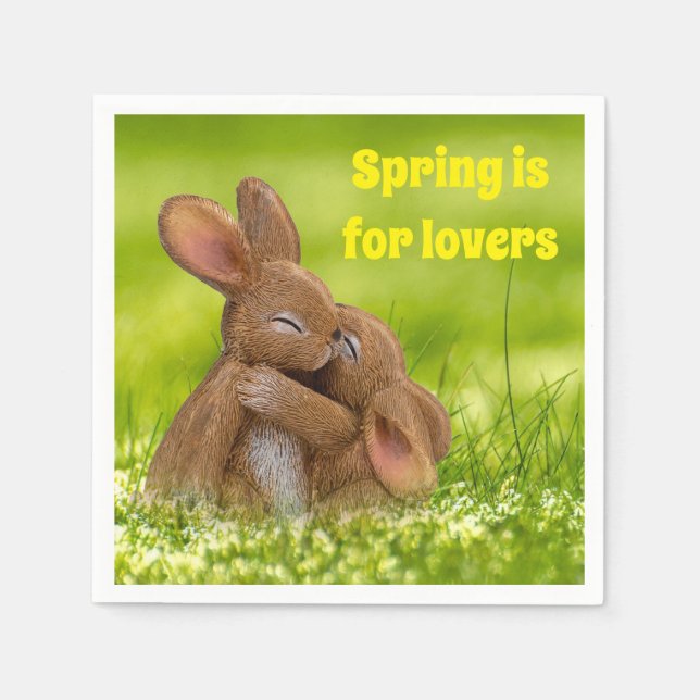 Spring Bunny Lovers Serviette (Vorderseite)