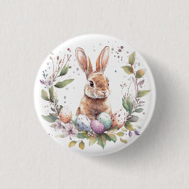 Spring Bunny Pastel Ostereier Wreath Button