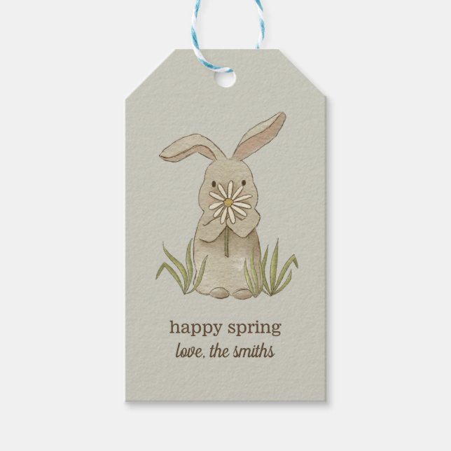 Spring Bunny Personalisiert Gift Tags Geschenkanhänger (Vorderseite)