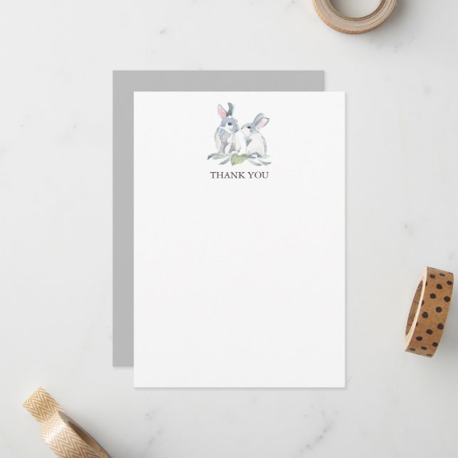 Spring Bunny Personalisiert Stationery Danke Mitteilungskarte (Vorderseite/Rückseite Beispiel)