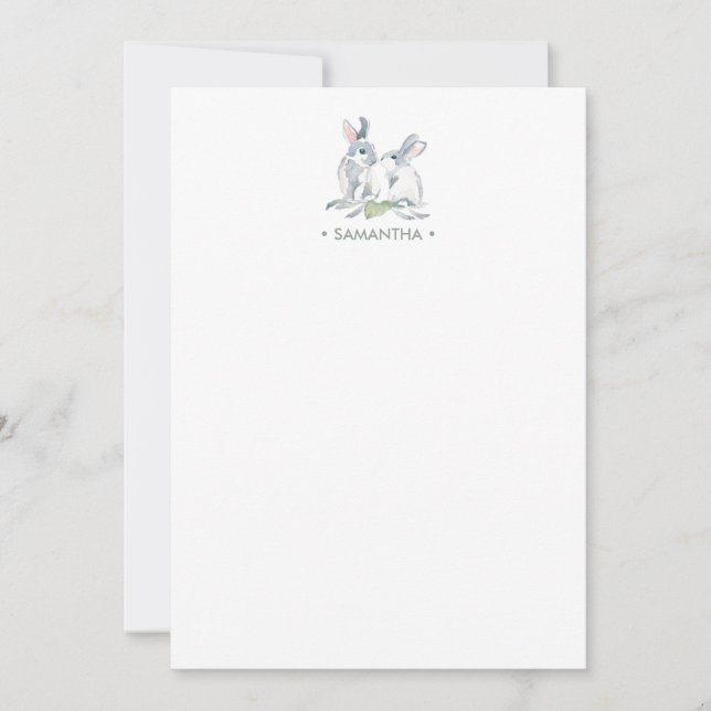 Spring Bunny Personalisiert Stationery Mitteilungskarte (Vorderseite)
