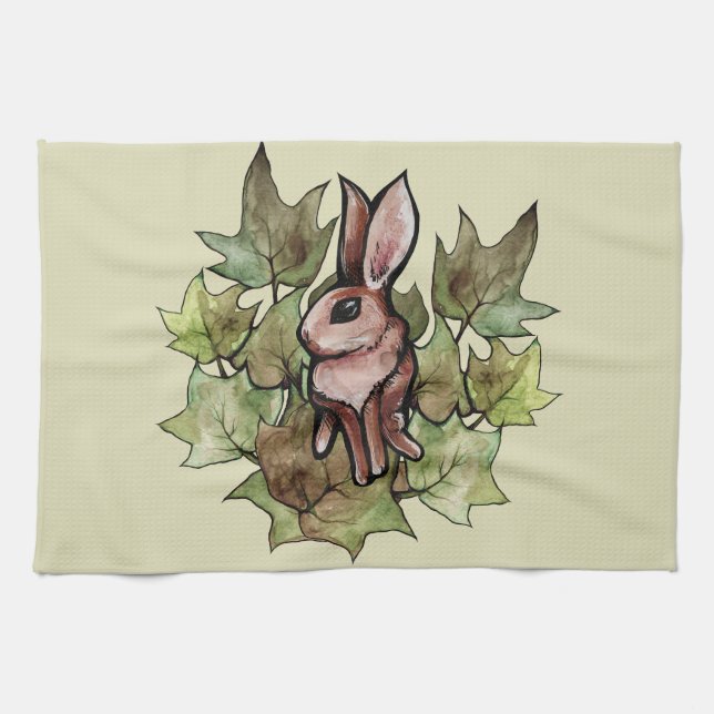 Spring Bunny Rabbit Nature Ivy Geschirrtuch (Horizontal)