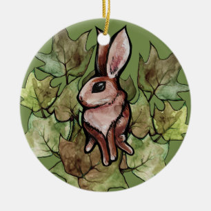 Spring Bunny Rabbit Nature Ivy Keramik Ornament