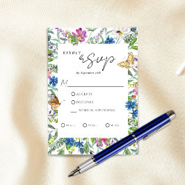 Spring Butterfly Wildblume Hochzeit RSVP Karte