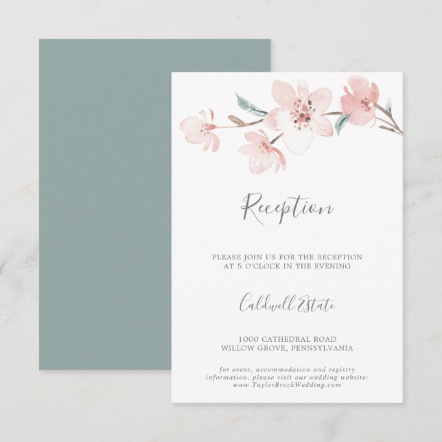 Spring Cherry Blossom Empfang Einsteckkarte Begleitkarte (Vorne/Hinten)