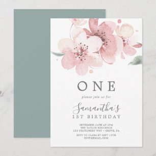 Spring Cherry Blossom Erste Geburtstagsparty Einladung