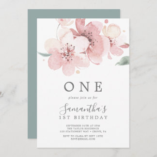 Spring Cherry Blossom Erste Geburtstagsparty Einladung