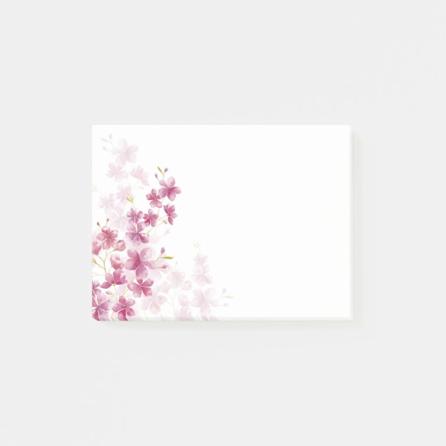 Spring Cherry Blossom Floral Wasserfarbe Stil Post-it Klebezettel (Vorderseite)