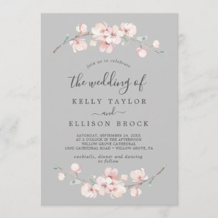 Spring Cherry Blossom   Graue Hochzeit von Einladung