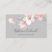 Spring Cherry Blossom | Graue Visitenkarte