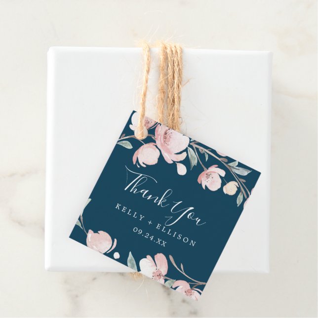 Spring Cherry Blossom | Navy Vielen Dank Geschenkanhänger (Beispiel)