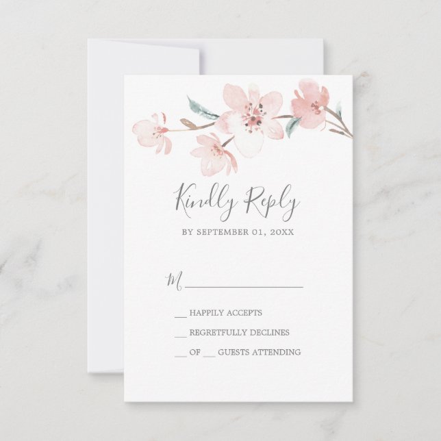 Spring Cherry Blossom Simple RSVP Card Karte (Vorderseite)