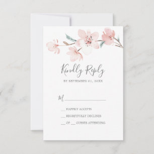 Spring Cherry Blossom Simple RSVP Card Karte