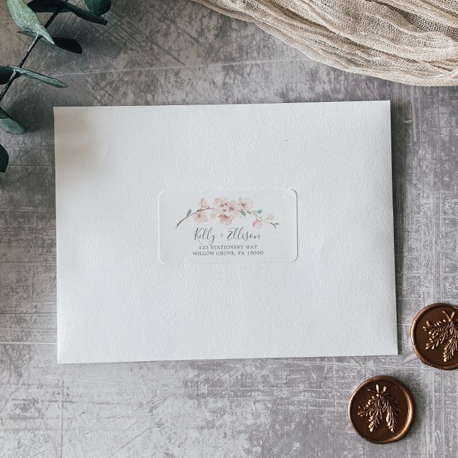Spring Cherry Blossom Wedding RSVP Address Labels Adressaufkleber (Von Creator hochgeladen)