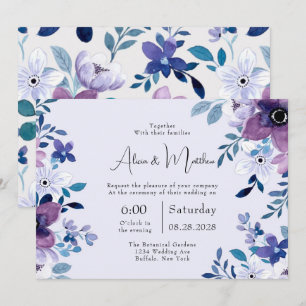 Spring Chic Lila und Aquamarine Peony Wedding Einladung