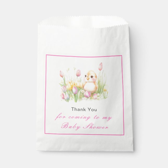 Spring Chick Baby Dusche Geschenktütchen (Vorderseite)