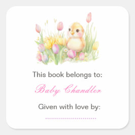 Spring Chick Baby Dusche Quadratischer Aufkleber