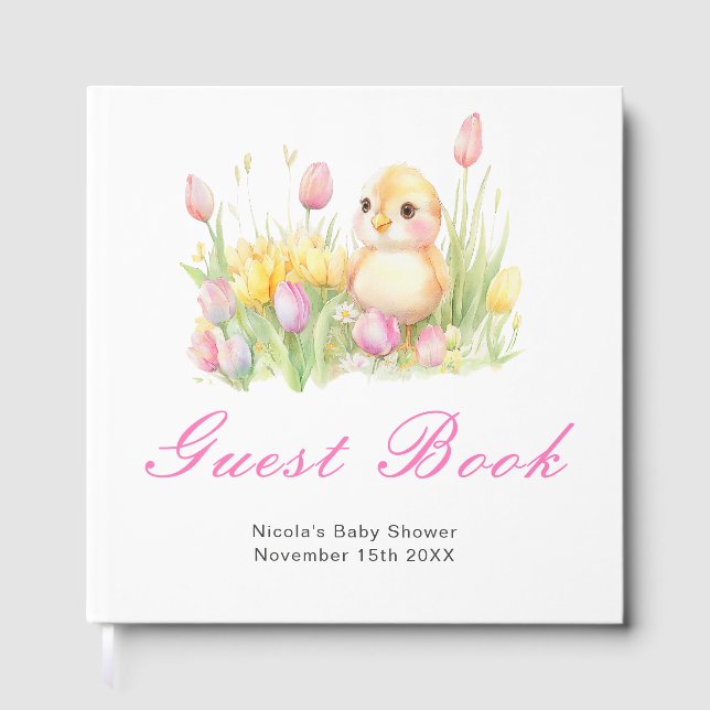 Spring Chick Baby Shower Guest Book Gästebuch (Vorderseite)