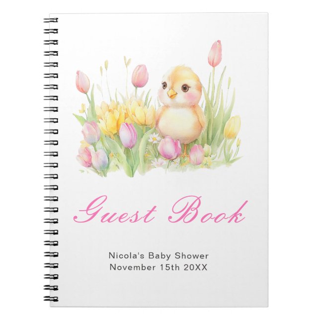 Spring Chick Baby Shower Guest Book Notizblock (Vorderseite)