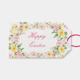 Spring Chick Floral Happy Oaster Geschenkanhänger