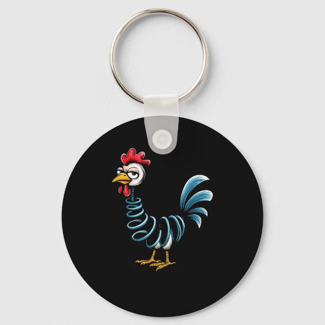 Spring Chicken Chicken On Go Stick Funny Chicken  Schlüsselanhänger (Vorderseite)