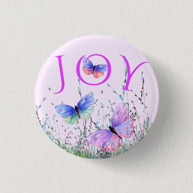 Spring Colorful Butterflies Flying Button - Joy (Vorderseite)