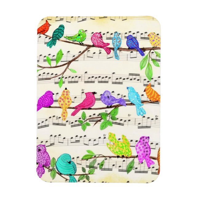 Spring Colorful Musical Birds Magnet Gift (Vertikal)