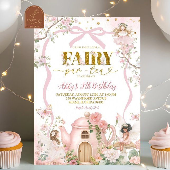 Spring Coquette Enchanted Fairy Tea Party Birthday Einladung (Von Creator hochgeladen)