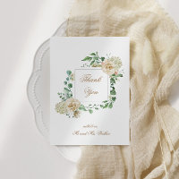 Spring Cream Garden Floral Vielen Dank Faltkarte