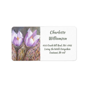 Spring Crocus Blume in Wasserfarbenadresse Adressaufkleber