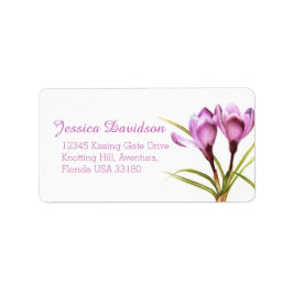 Spring Crocus lila Hochzeitstitel Adressaufkleber