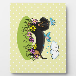 Spring Dackel Dog Dachshund (schwarz und braun) Ni Fotoplatte