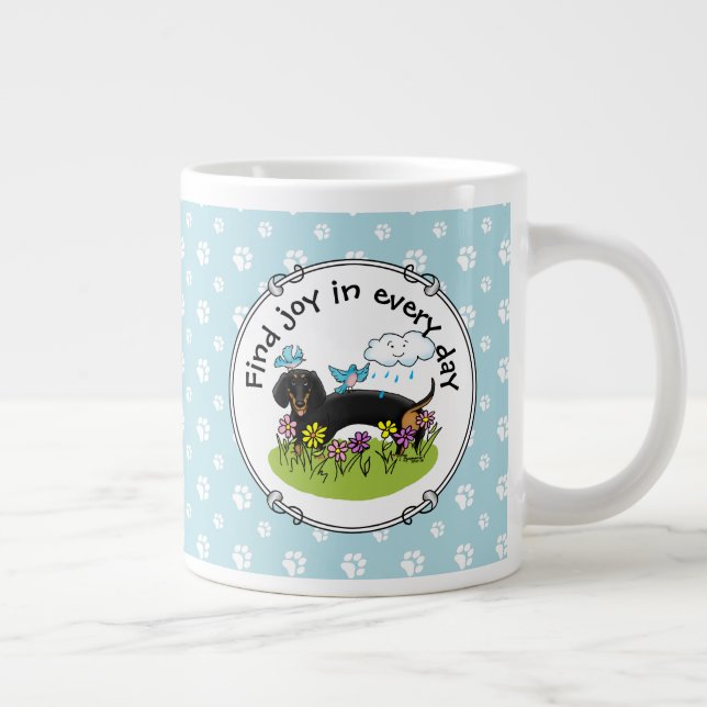 Spring Dackel Dog Dachshund (schwarz und braun) Ni Jumbo-Tasse (Rechts)