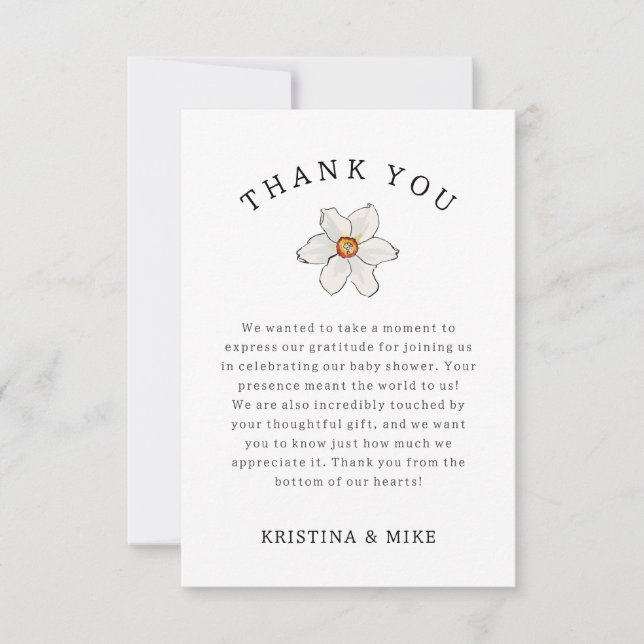 Spring Daffodil Blume Danke Baby Dusche (Vorderseite)