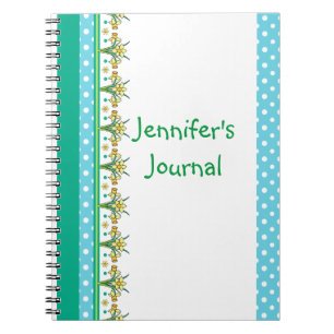 Spring Daffodil Border and Polka Dots Notebook Notizblock