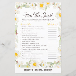 Spring Daisy Blume Brautparty Game PRINIERT