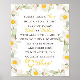 Spring Daisy Themed Brautparty Sign Poster