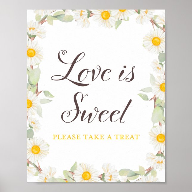 Spring Daisy Themed Bridal | Babyduschzeichen Poster (Vorne)