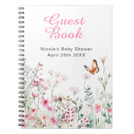 Spring Deep Pink Butterfly Floral Baby Shower Notizblock