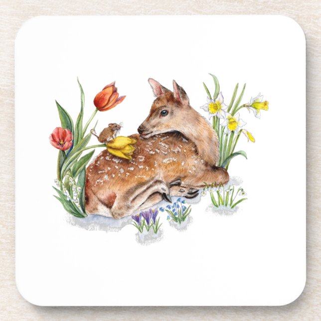 Spring Deer Getränkeuntersetzer (Vorderseite)