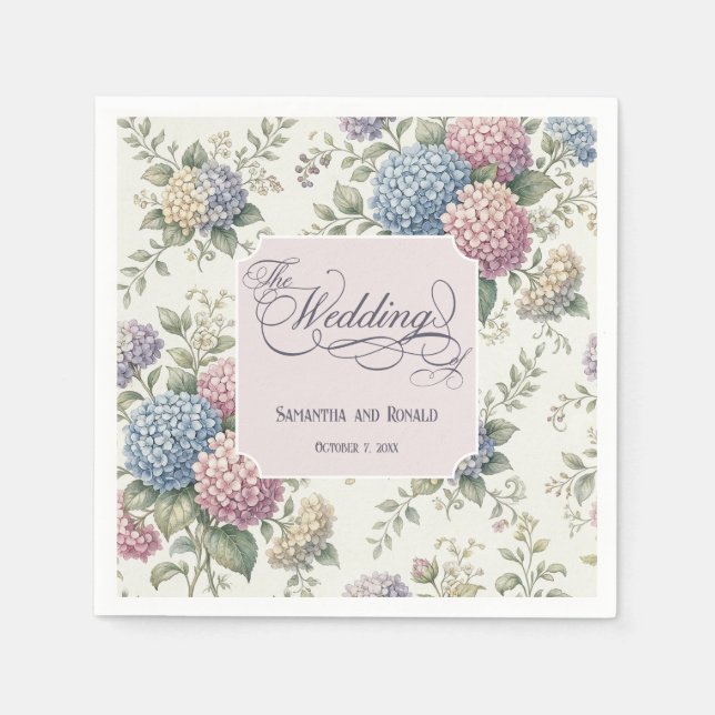 Spring Delicate Hydrangea Flowers Wedding Serviette (Vorderseite)