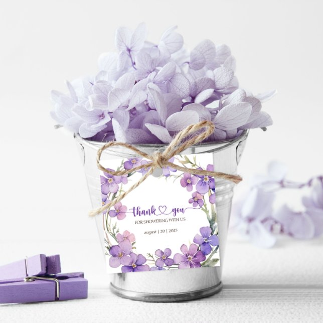 Spring Delicate Violet Baby Dusche Vielen Dank Geschenkanhänger (Spring Delicate Violet Baby Shower Thank You Favor Tags)
