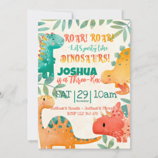 Spring Dinosaurier Einladung