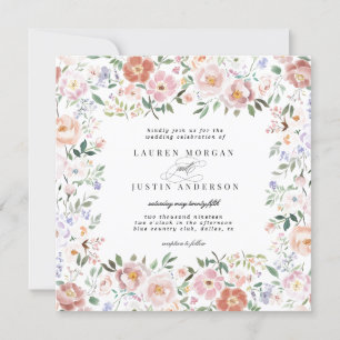 Spring Ditsy Blush Floral Square Hochzeit Einladung