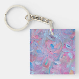Spring Dream Floral Acrylic Square Schlüsselkette. Schlüsselanhänger