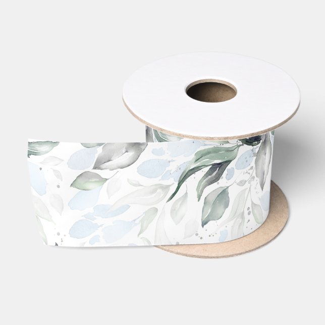 Spring Dusty Blue Greenerenerity Foliage Elegantes Satinband (Spule)