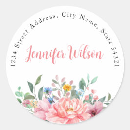 Spring Dusty Pink Floral Bouquet Personalisierter  Runder Aufkleber