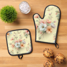 Spring Easter Flowers Ofenhandschuh & Topflappen-Set