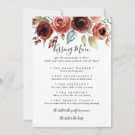 Spring Elegante Wedding Kissing Menu Game Card
