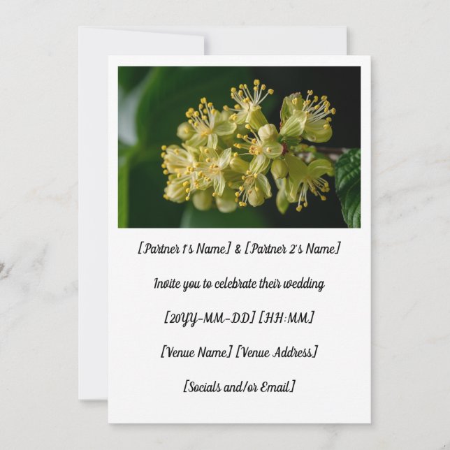 Spring Elm Blume Hochzeit Einladung (Vorderseite)